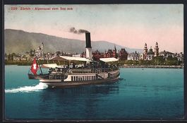 Zürich, Salondampfer Speer vor dem Alpe