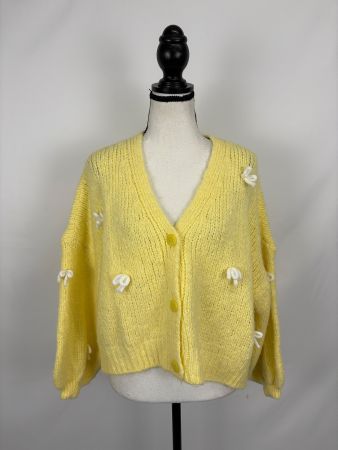 Jewelina oversize Süsser, gelber Cardigan Schleifen onesize
