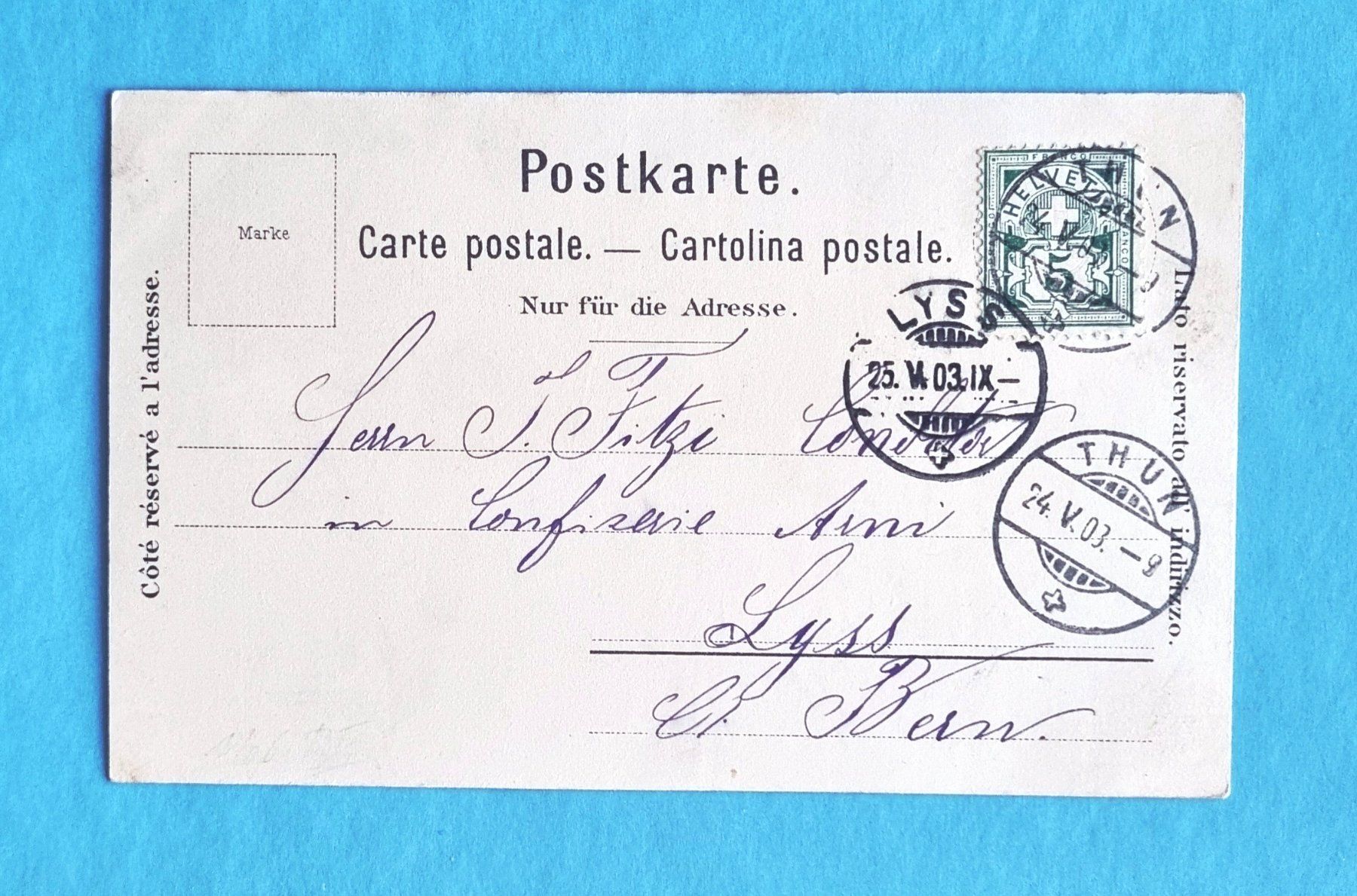 Ansichtskarten: Thun - Dampfschiff - Schloss - Litho - 1903 – Gebraucht aus Rothrist von RROENK 1
