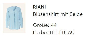 Riani Camicette: RIANI Blusenshirt mit Seide (Gr. 44) – Usato da Zumikon venduto da chv_w96q 1
