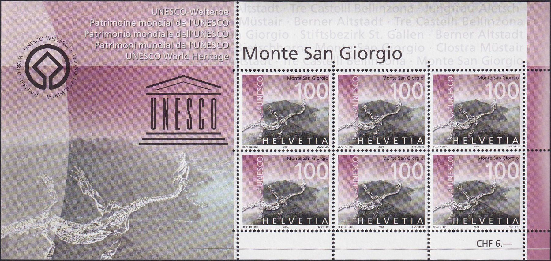 Tutti i francobolli: 2004, Nr.1137 (UNESCO) Zierbogen postfrisch **. – Usato da Sursee venduto da Luzernerraute