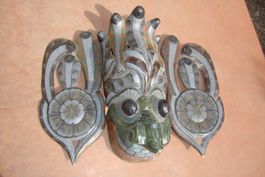 Maske Dämonenkopf, Holz geschnitzt, Mythologie Naturvölker