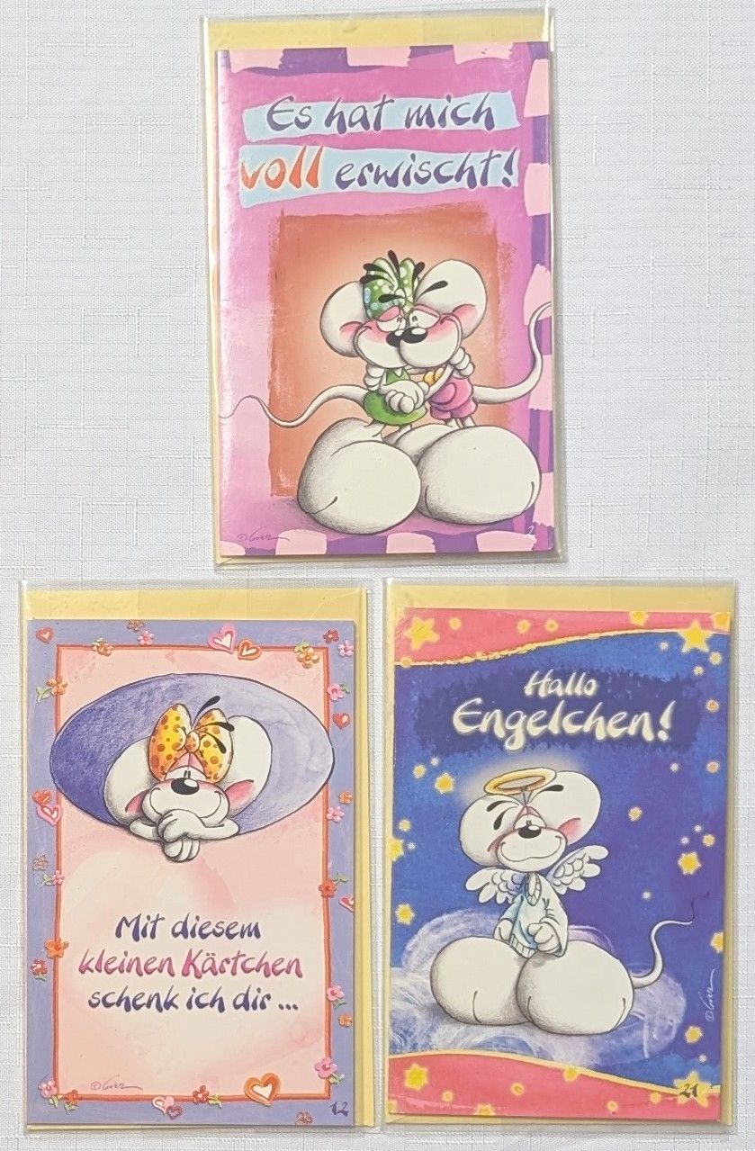 Cartoline: 3x Vintage Diddl-Effektkarten -  Pop-up-Karten  – Nuovo e nell'imballaggio originale da Wängi venduto da ABIZONE-86