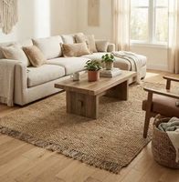185cm x 275cm Handgewebt Chunky Jute Teppich