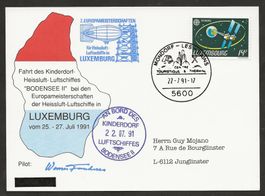 Ballon "BODENSEE II" Schweiz 1991 Luxemburg Luftpost