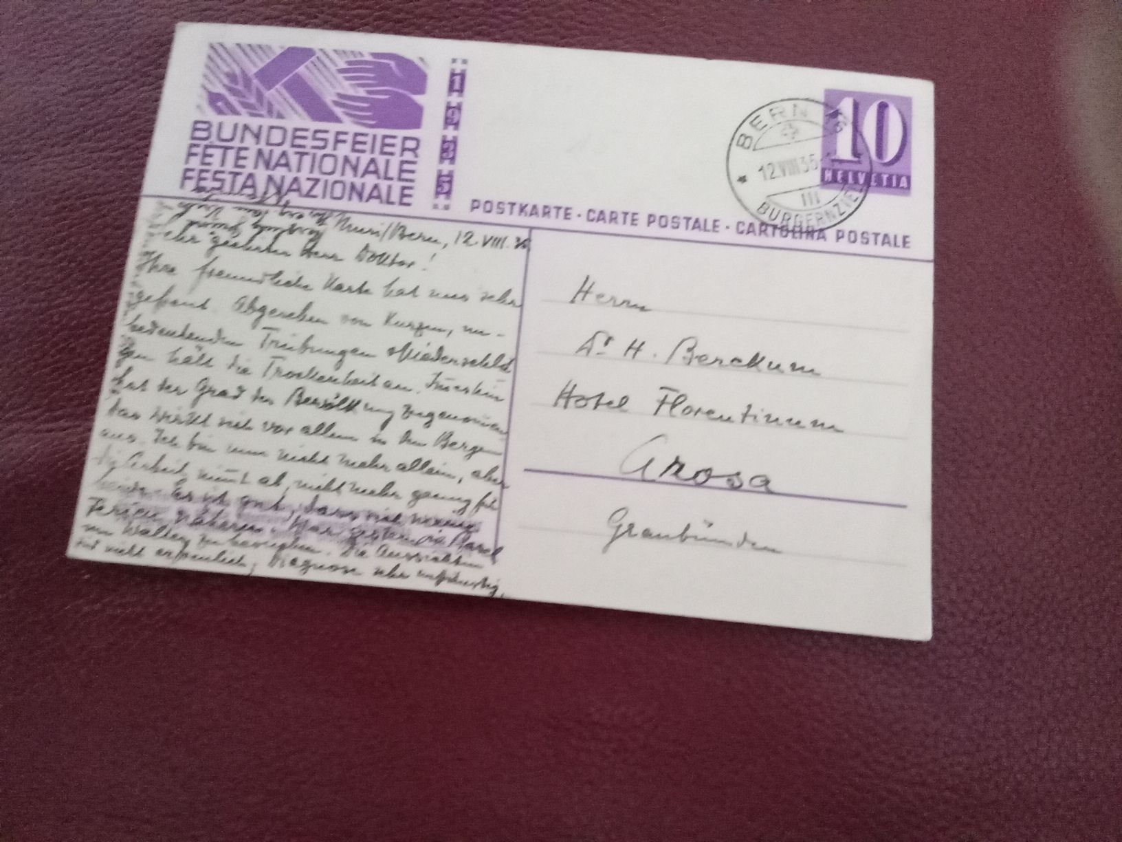 Cartoline postali: 2 BUNDESFEIER -KARTEN1935 – Usato da Muri BE venduto da Alk 4
