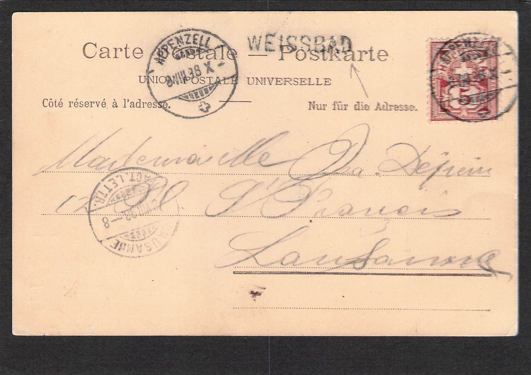 Cartoline postali: Litho , Wildkirchlein Appenzell , 1898 – Usato da Reichenburg venduto da Pipo-67 1