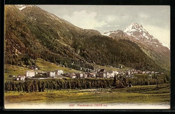 Cartoline postali: AK Pontresina, Panorama – Usato da Berlin venduto da bartko-reher