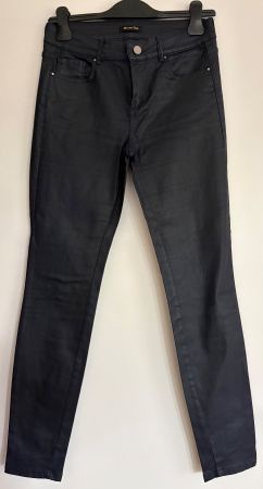 Lederimitat-Hose in Dunkelblau und Used Look, Gr 38