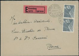 1949 - Technik + Landschaft - Brief - MeF - Erde Conthey VS