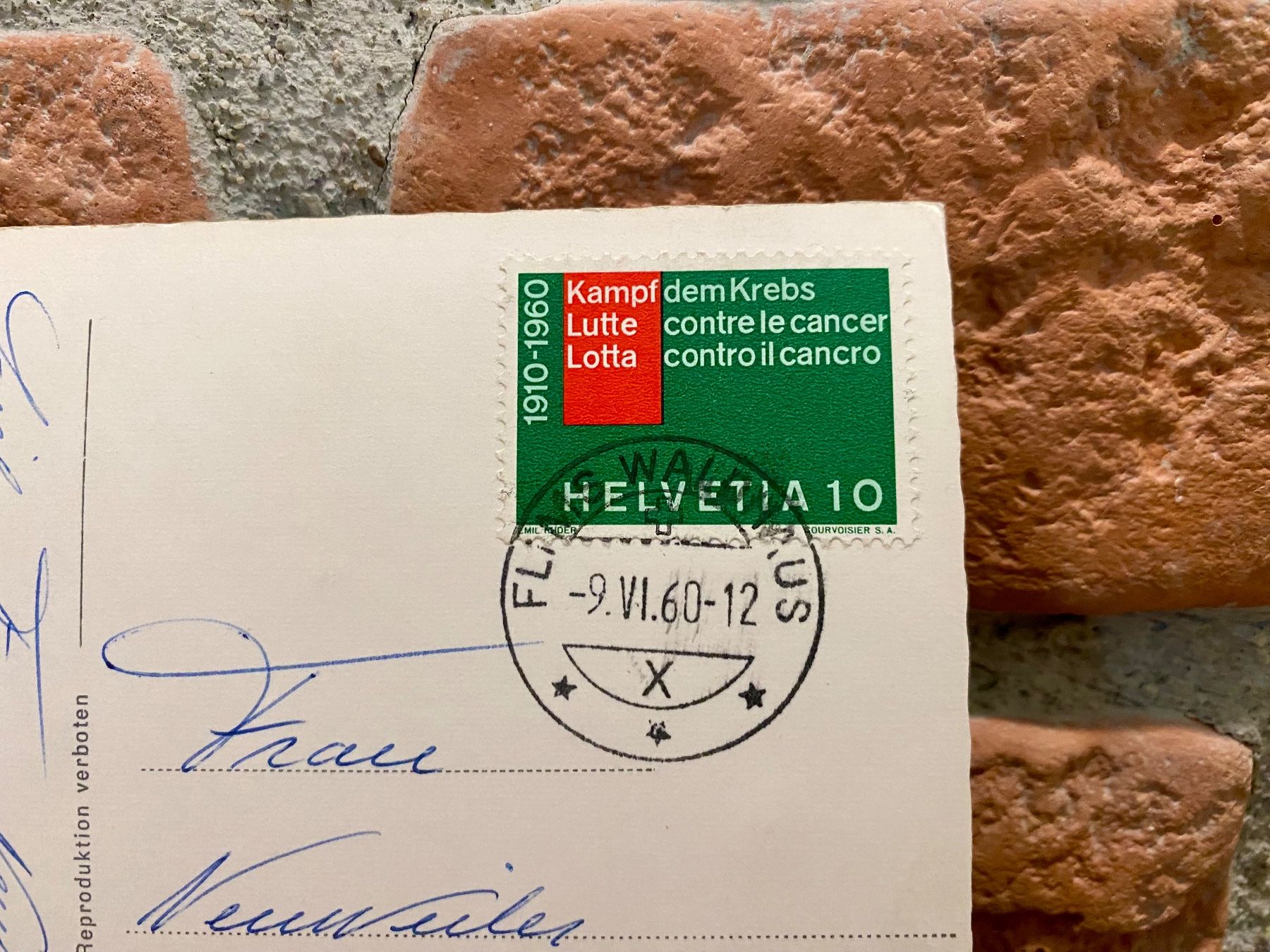 Cartoline postali: 1960 - FLIMS - Waldhaus mit Piz Riein – Usato da Root venduto da ENGLAND-TREASURES 3