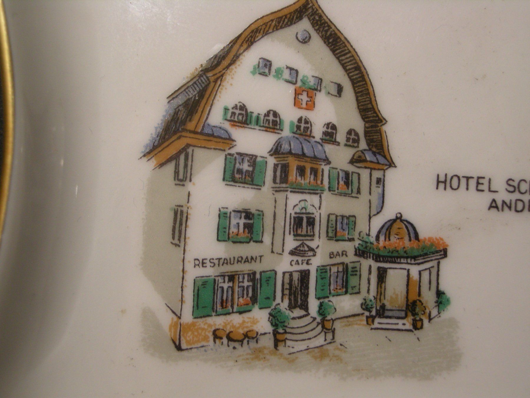 Assiettes: SCHALE HOTEL SCHWEIZERHOF ANDERMATT UM 1950, LANGENTHAL – D'occasion à Eschenbach SG par eDaisy 1