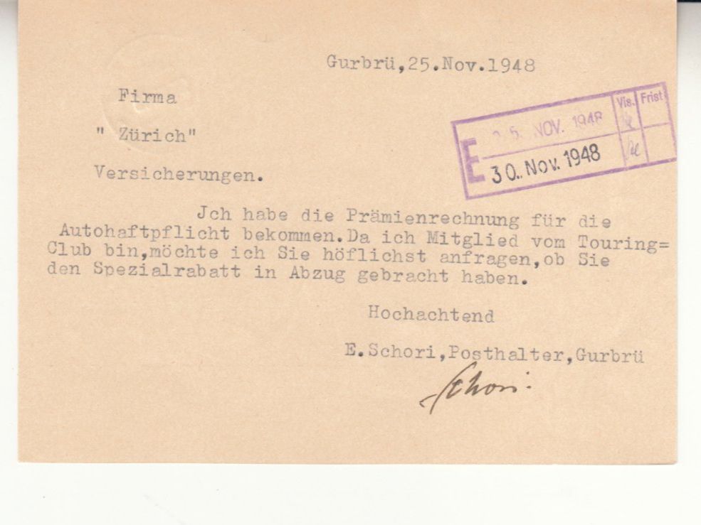 Alle Briefmarken: SGK PK 166.327 (Teufen) mit ST Gurbrü – Gebraucht aus Bürglen TG von StampGraf 1