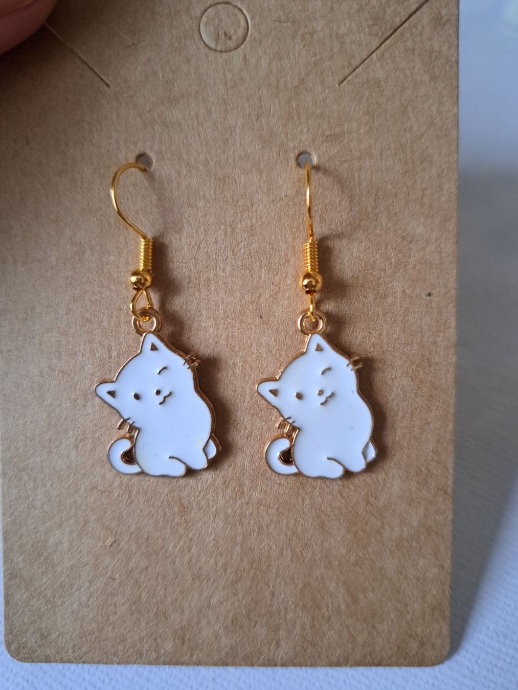 Boucles d'oreille: Goldfarbige Katzen Ohrhänger, Ohrringe Modeschmuck – Neuf (Voir description) à Weggis par Leeclipse