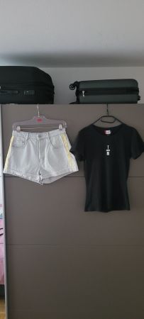 Short en jean Zara et T-Shirt taille 38/coton 100%/