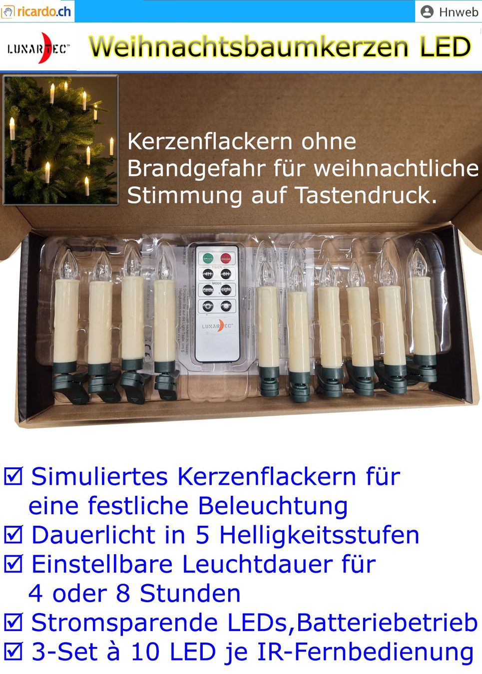 Candele: Weihnachtskerzen LED 3x 10er Set – Nuovo (secondo la descrizione) da Kaisten venduto da Hnweb 3