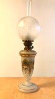Antike Petroleumlampe, Glas, Handbemalt, Top Zustand