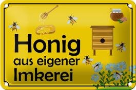 Blechschild-HONIG AUS EIGENER IMKEREI-gelb