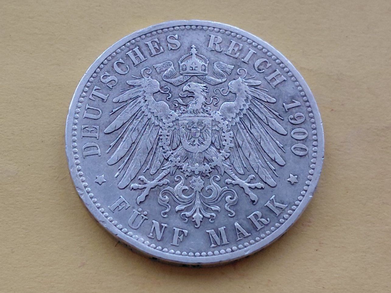 Tutti le monete: Preussen 5 Mark "Wilhelm II" 1900 A Silber – Usato da Buchs SG venduto da numispatica 1