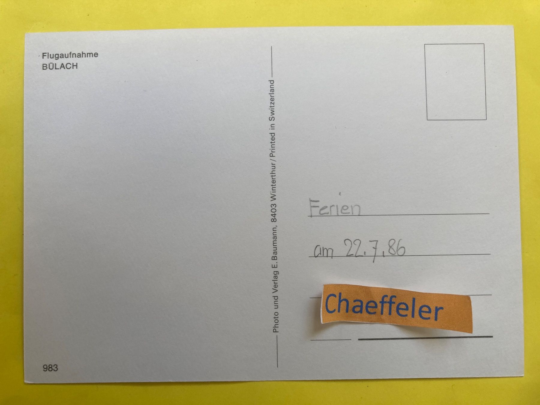 Ansichtskarten: 1986 Flugaufnahme Bülach – Gebraucht aus Zürich von Chaeffeler 1