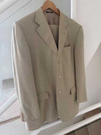 Herren Anzug Del Mare Italy in 100% Leinen, beige Gr.48