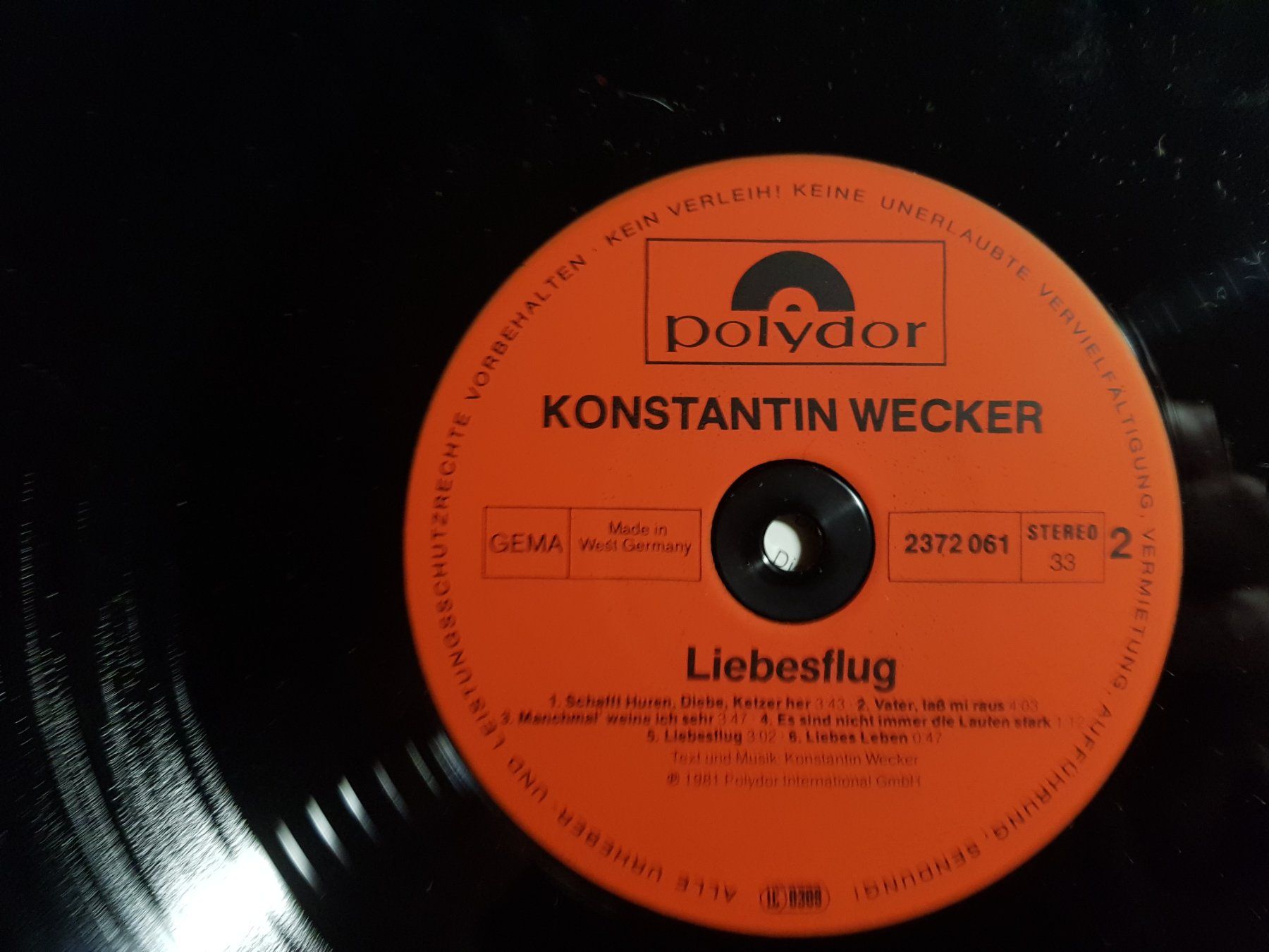 Dischi in vinile: LP: Konstantin Wecker - Liebesflug - 1981 – Usato da Walterswil BE venduto da Lonitti 5
