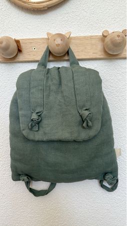 Green Linen Backpack