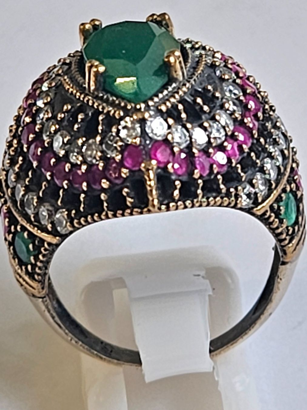 Anelli: Ring Silber Grösse 57 mit Smaragd und Rubin – Nuovo (secondo la descrizione) da Zürich venduto da Bieter04 2