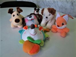 6 kleine Stofftiere