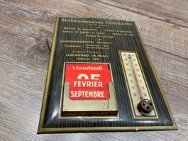 Alter Kalender mit Thermometer Etablissements Lehmann