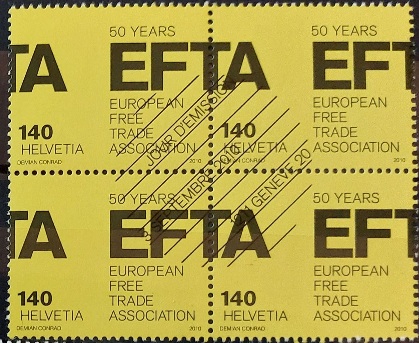 Alle Briefmarken: B1366 - 50 ans AELE B4 obl. 1er j. – Gebraucht aus Trélex von Phil_Albert