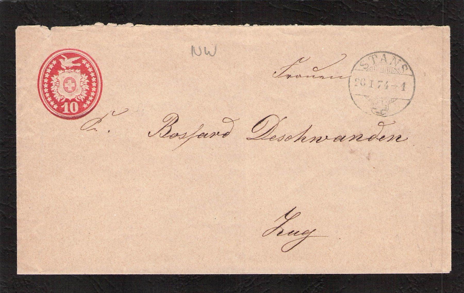 Tutti i francobolli: Tüblibrief , Stans NW , 26.l.1874 – Usato da Reichenburg venduto da ibiza18