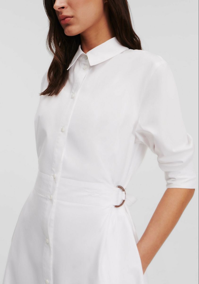 Karl Lagerfeld Vestiti: Karl Lagerfeld Hemdblusenkleid Weiss Baumwolle Gr. 36 – Nuovo (secondo la descrizione) da Steinhausen venduto da Marmottarosa 1