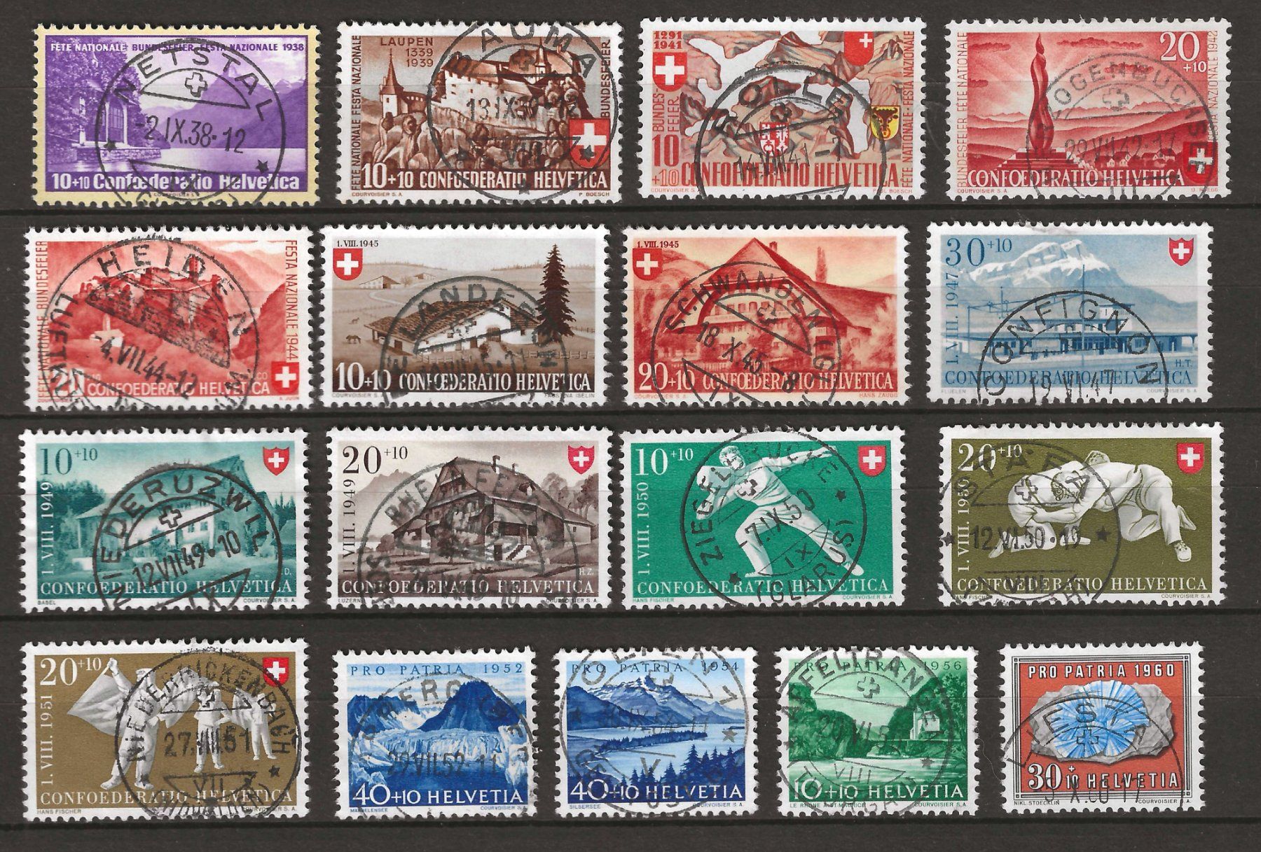 Alle Briefmarken: Steckkarte Pro Patria mit Vollstempel – Gebraucht aus Gümligen von Geniusbuy