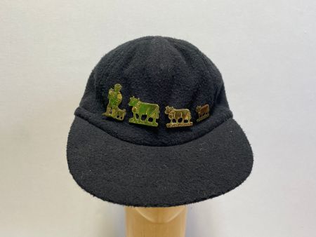 Vintage 80s Winter Fleece Kappe Waldstätten Kuh Schweiz Gr.M