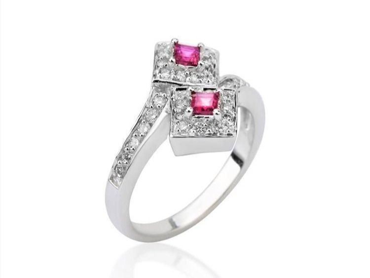 Ringe: Bague en or blanc avec Diamant et Rubis – Neu (gemäss Beschreibung) aus St-Léonard von wric48 1