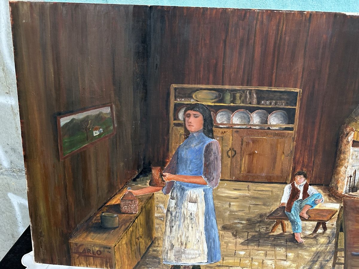 Dipinti: Tableau "Carlo" scène de vie, signé – Usato da Lausanne venduto da artnouveau04 2