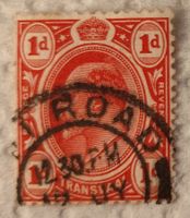 Timbre 1d centime 1900 rouge Édouard VII