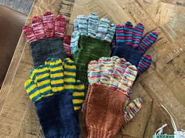 Fingerhandschuhe handgestrickt Merino 