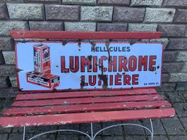 Antikes Emailschild Lumichrome Lumiere