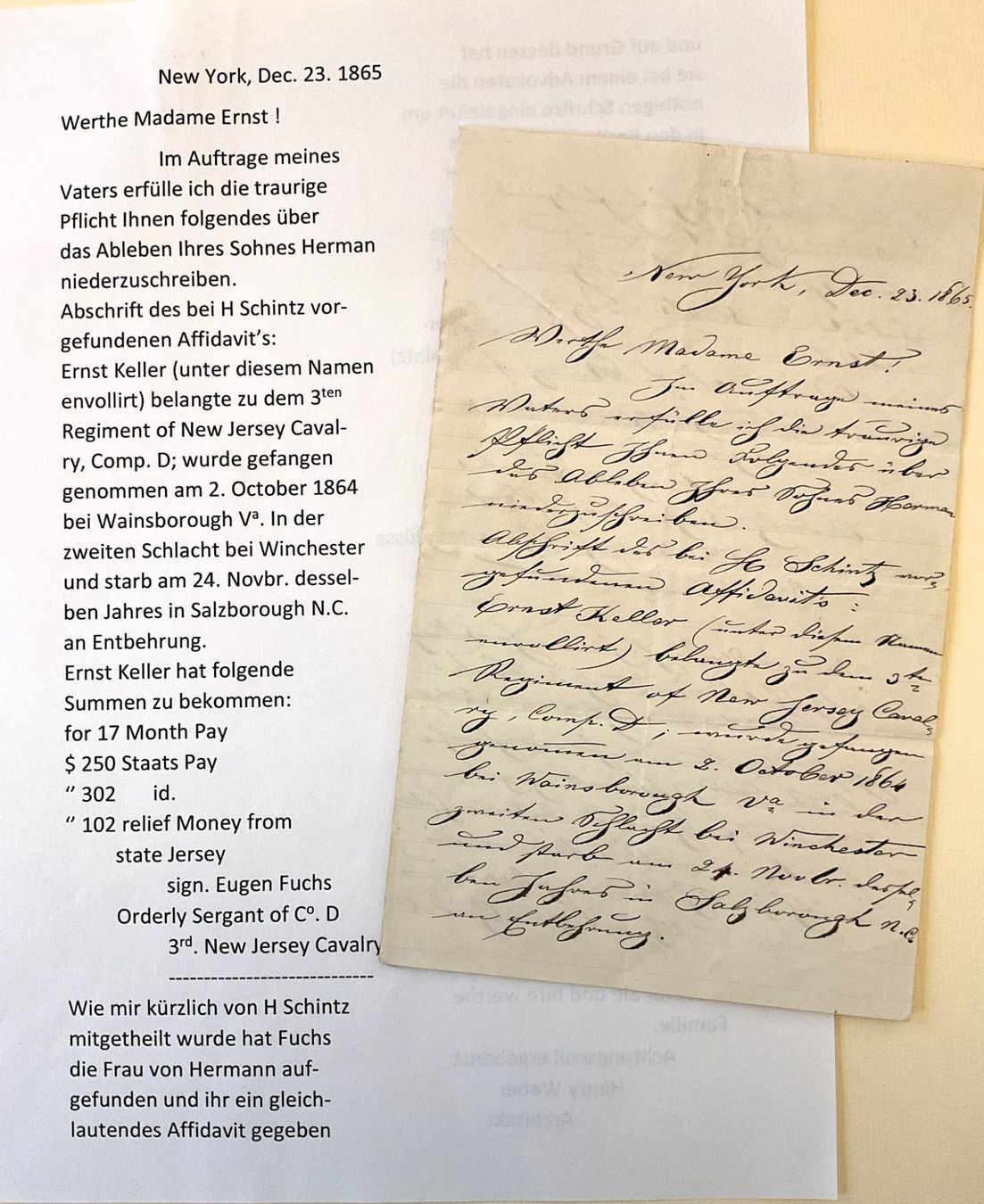 Documenti: 14 Dokumente Todesfall H.Ernst in Amerika 1864 v. Winterthur – Usato da Pfungen venduto da Doku7 3
