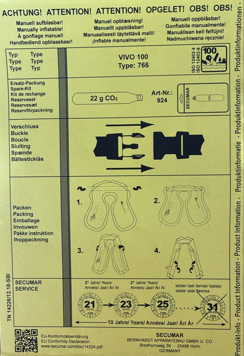Secumar Gilets de sauvetage: Secumar Rettungsweste VIVO 100 – Neuf (Voir description) à Emmenbrücke par RicardoTop 7