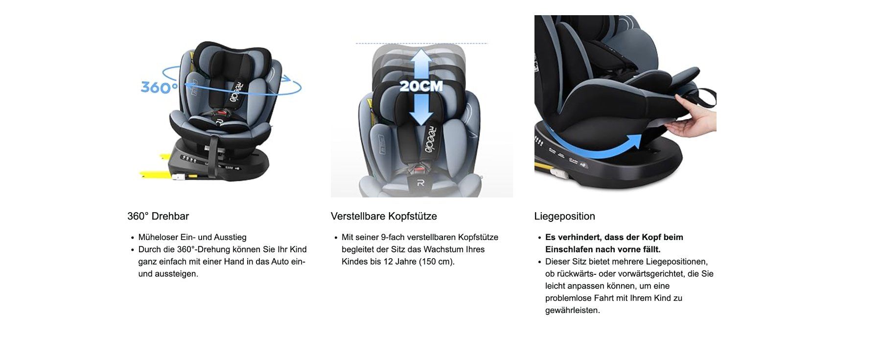 Seggiolini per auto: Kindersitz 360 Drehbar mit ISOFIX 40-150cm NEU – Nuovo (secondo la descrizione) da Aarburg venduto da Qin3ze 4