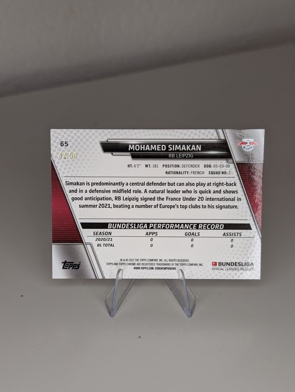 Topps Carte collezionabili: Mohamed Simakan 42/50 RB Leipzig Topps Chrome – Nuovo (secondo la descrizione) da Hunzenschwil venduto da BRPCards 2
