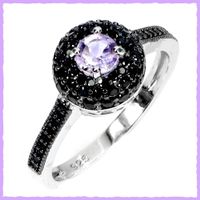 Amethyst/Schwarzer Spinell Ring 925 Silber
