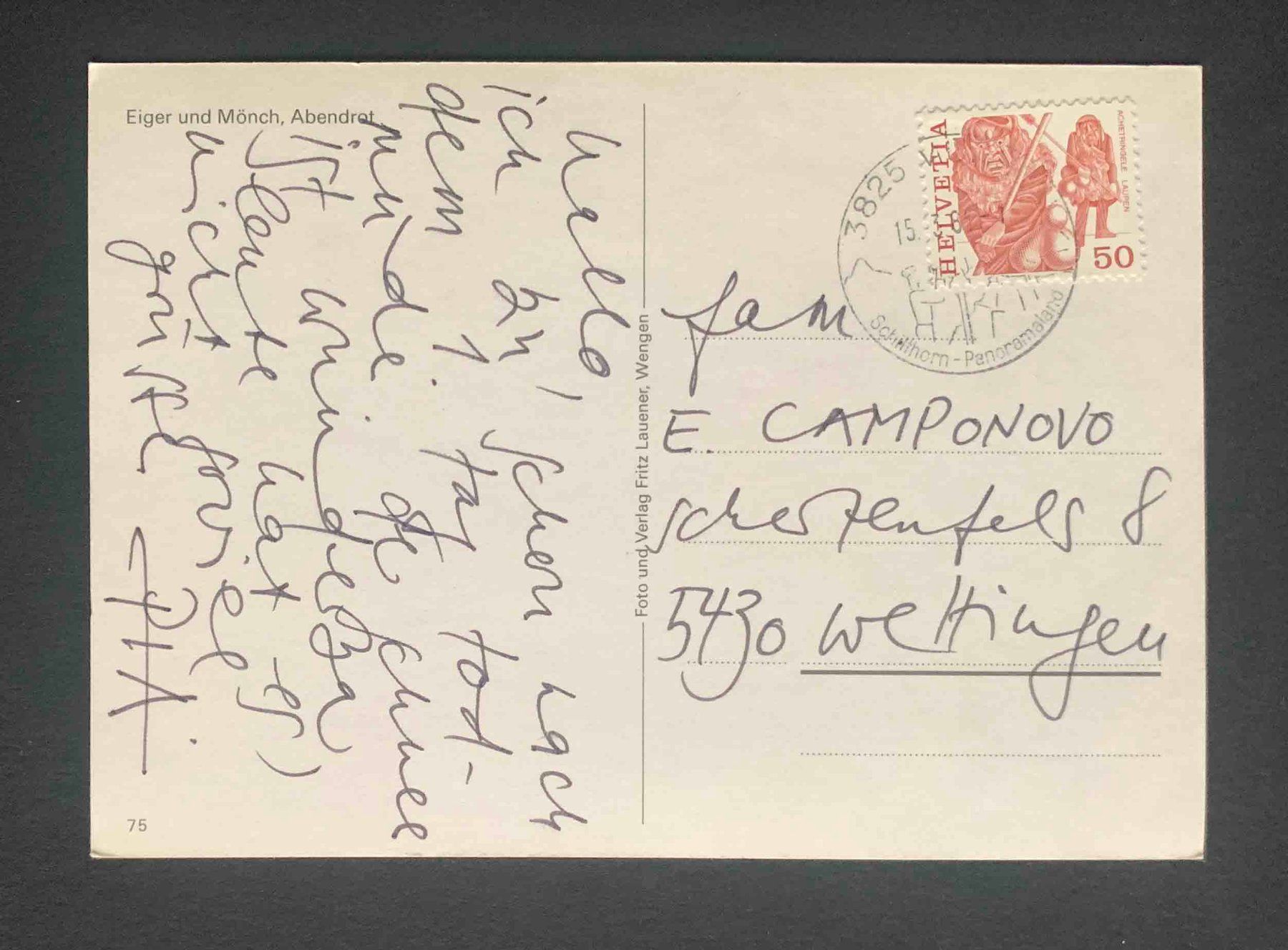 Cartoline postali: AK Eiger und Mönch Abendrot – Usato da Goldau venduto da artelier1 1