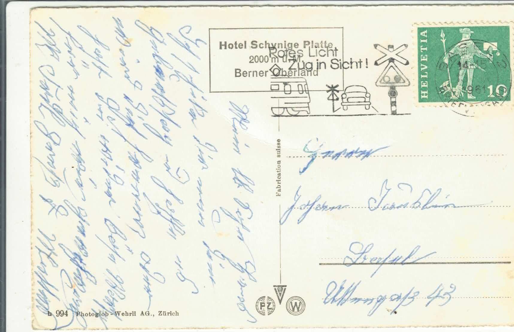 Cartes postales: Hotel Schynige Platte - Terrasse – D'occasion à Ettingen par Kartenplanet 1