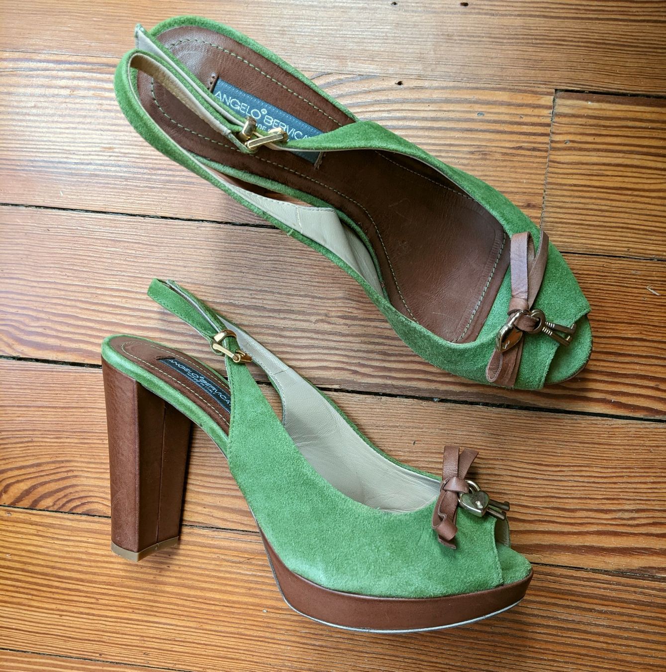 Scarpe da donna: ANGELO BERVICATO : Sandales daim vert / cuir brun 40 – Nuovo (secondo la descrizione) da Petit-Lancy venduto da lilycerise 3