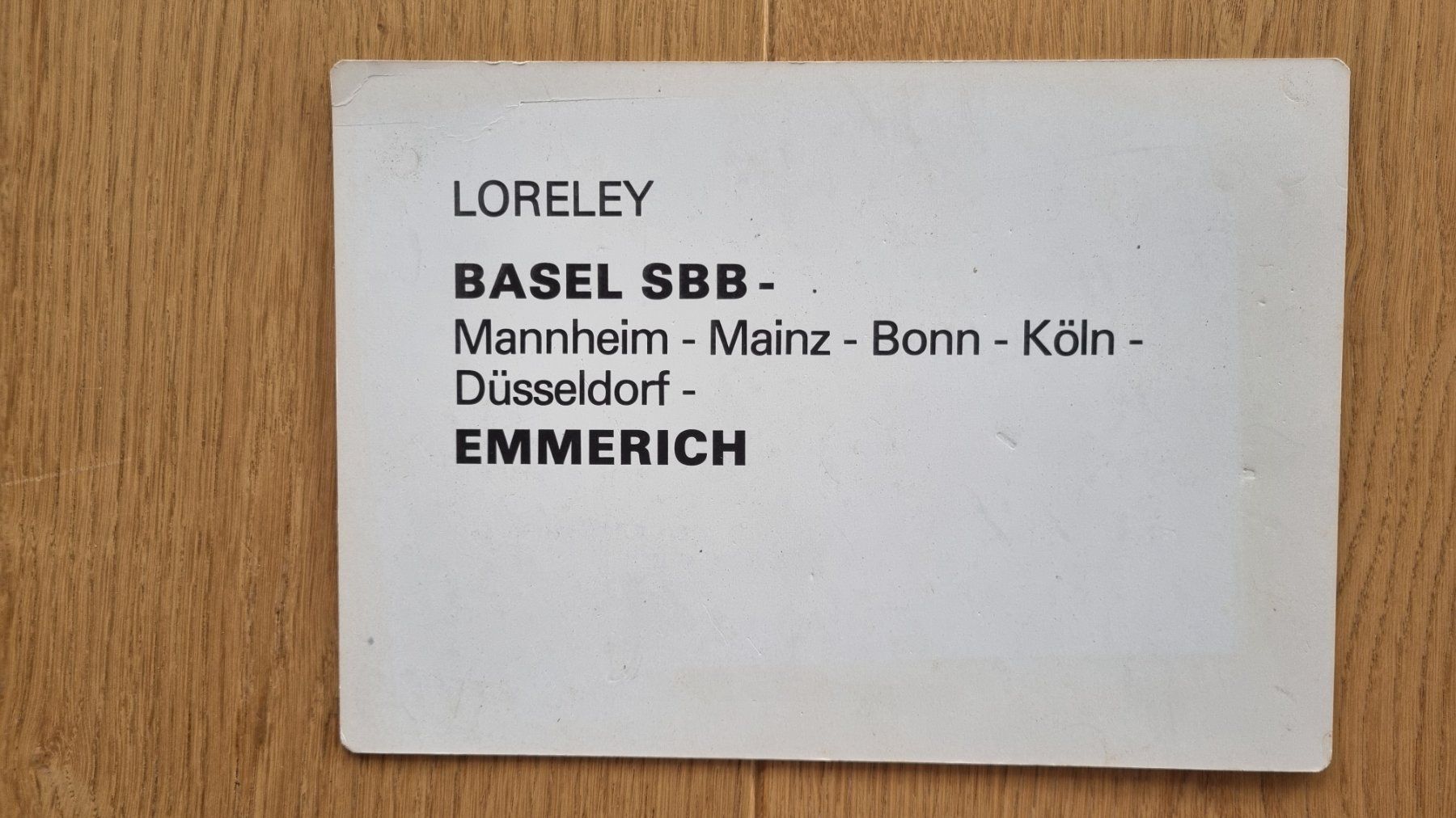 SBB/CFF/FFS Documenti: Zuglaufschild Basel - Emmerich – Usato da Bözberg venduto da heinz-d