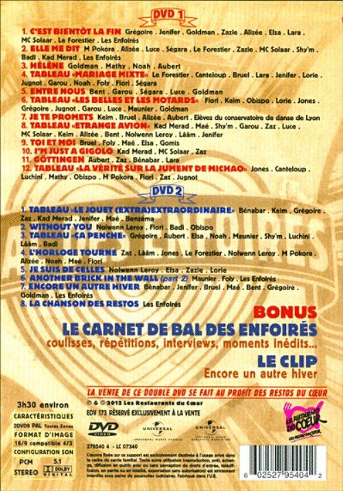 Tutti i DVDs: Le Bal des Enfoirés 2012 - Edition 2 DVD – Usato da Grandson venduto da RioDeltaLima 1